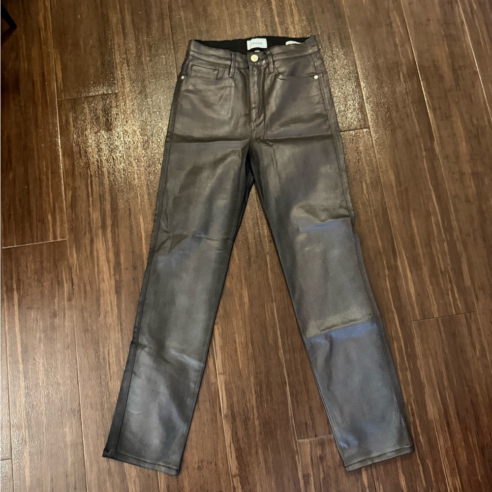 Frame brown metallic Le Sylvie Slender Straight jeans in size 27